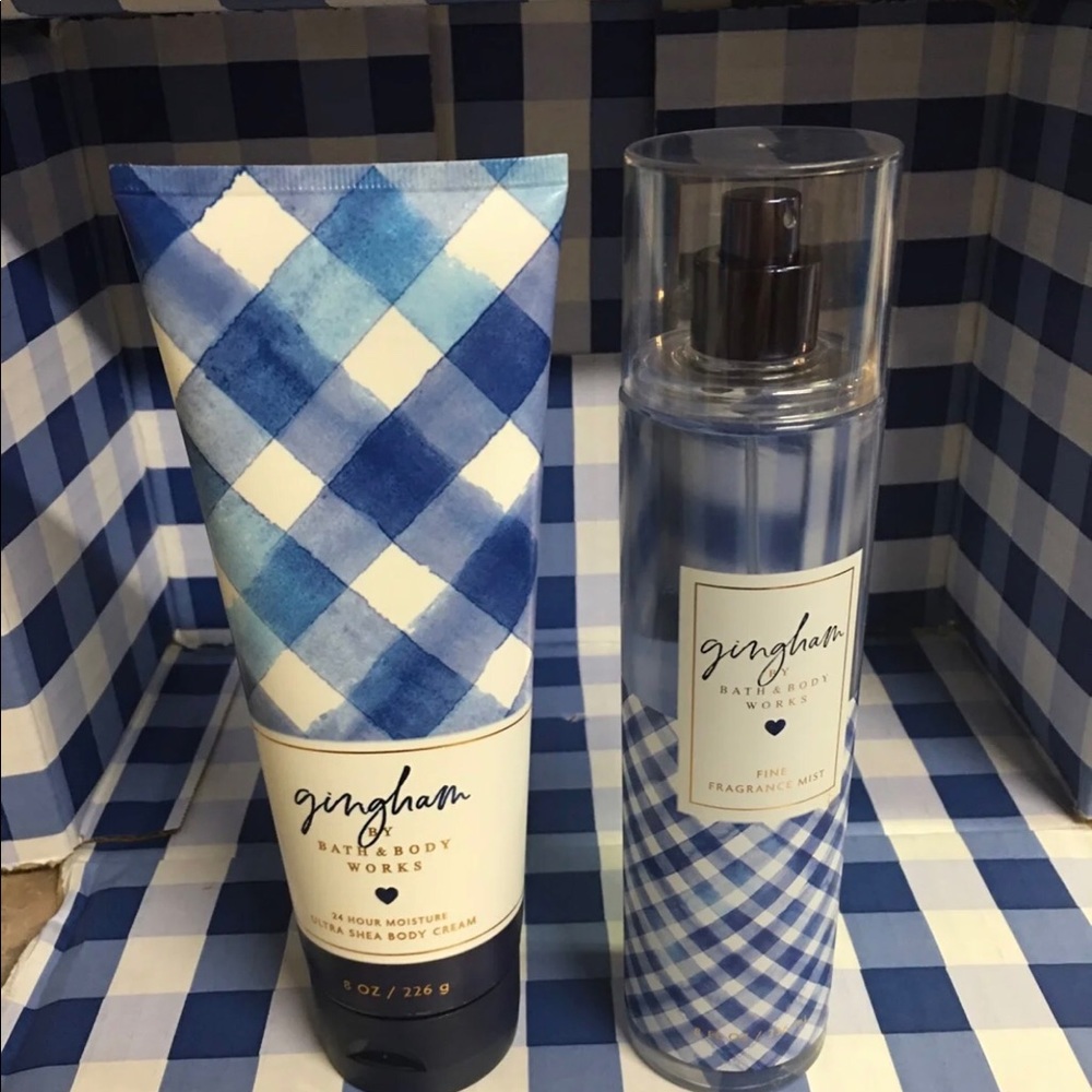 Gingham Bath and Body works set
